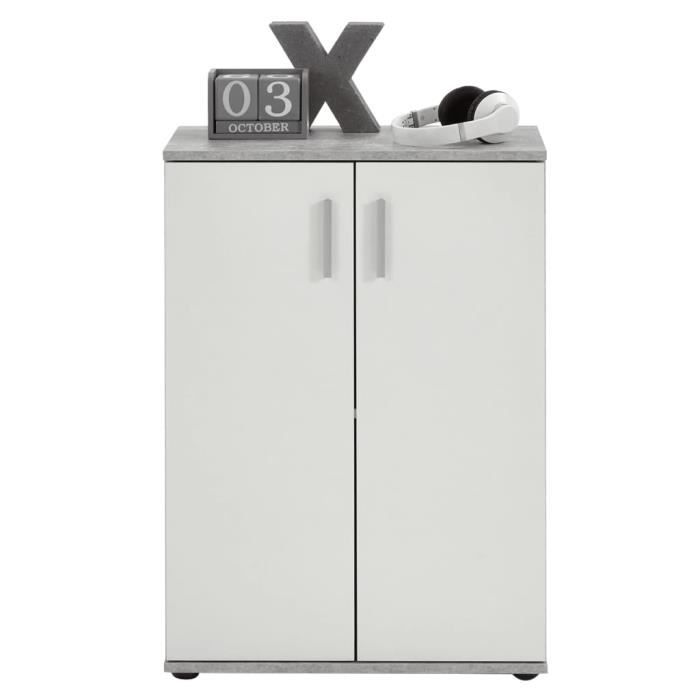 STAR®3051 MODERNE Armoire avec 2 portes Blanc et gris Cdiscount Maison