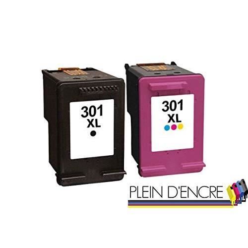 2 Cartouches Compatibles HP 301 XL (1 Noire + 1 Couleur) Pour Envy 4505-4508, 5530...