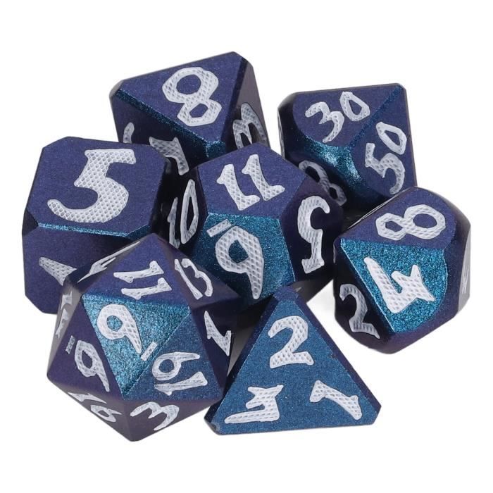 DollaTek 7PCS Jeu De Dés Polyédriques En Métal Avec Sac De Rangement - 12