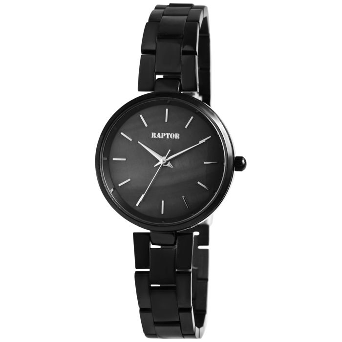 Montre - RAPTOR - Pearl - Femme - Boîtier 32 mm noir - Bracelet acier noir - Quartz Miyota 2035