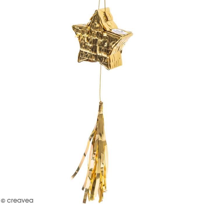 Piñata étoile Dorée à Remplir - Décoration De Fête Pour Anniversaire, Noël, Avec 2 Modes D'ouverture (ficelle Ou Bâton)