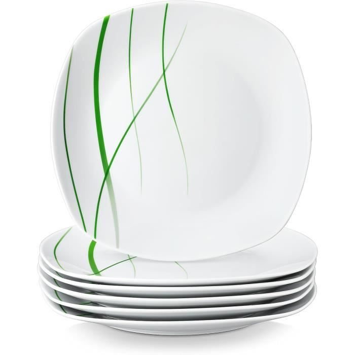 LI-Assiettes à dîner de 9 po, assiettes à dessert en porcelaine