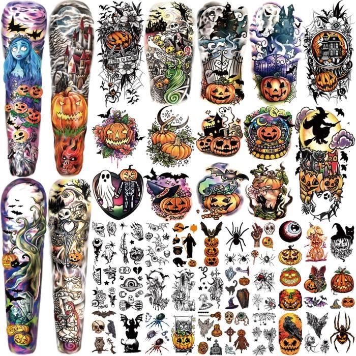 Halloween Tatouages Temporaire, Tatouage Halloween Enfant 20 Feuill Cicatrices Tatouages Lumineux Tatouage Autocollant Pour Amz