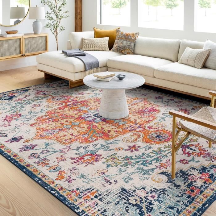 Grand Tapis Propylène 170x225 Cm - Motif Marocain - Salle à Manger, Salon
