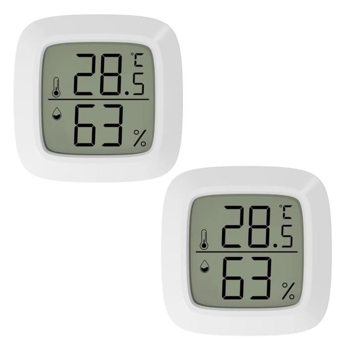KETOTEK Lot De 5 Mini Thermomètres Hygromètres Numériques Intérieurs – Précis, Compact, Avec Aimant & Adhésif, Idéal Maison Bureau Chambre Bébé