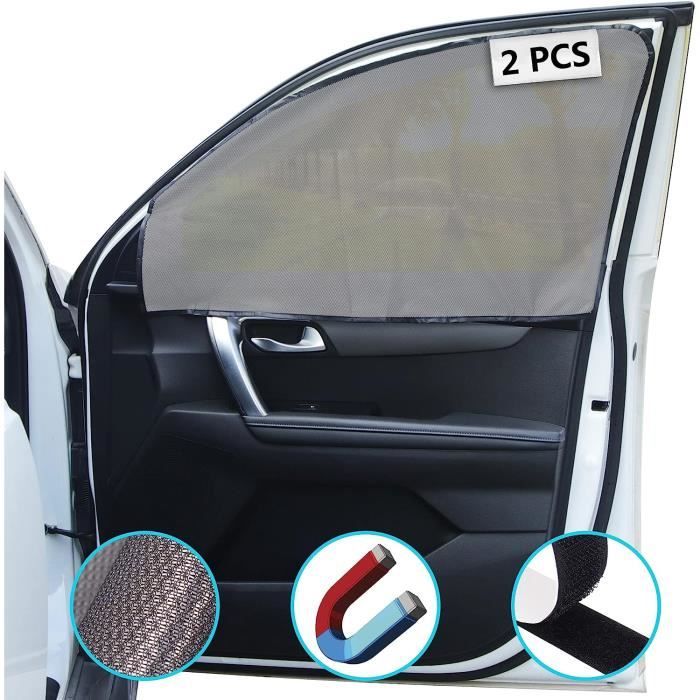Lot De 2 Rideaux Magnétiques Pour Voiture - Pare-Soleil Vitre Arrière Bébé Avec Velcro Et Maille Réfléchissante