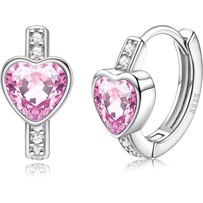 BOBIJOO JEWELRY – Paio Di Orecchini A Cerchio Per Bambina E Bambina – Farfalle Rosa, Oro E Argento – In Acciaio Inox, Ipoallergenici, Con Falsi Diamanti - 2