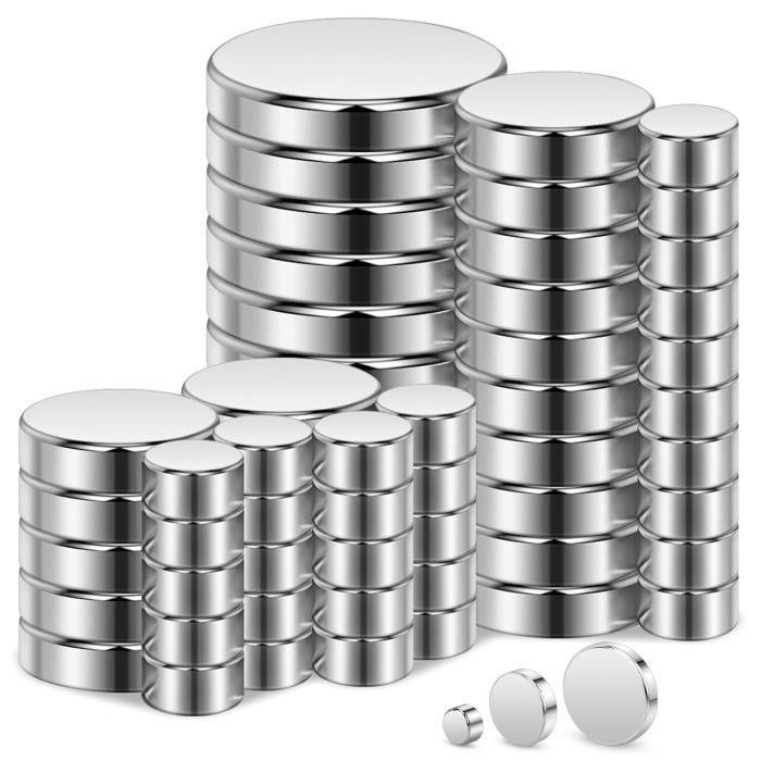 Wukong Lot De 60 Aimants Néodyme Super Puissants 3 Tailles – Mini Aimants Cylindres Pour Réfrigérateur, Tableau, Bricolage Et Bureau