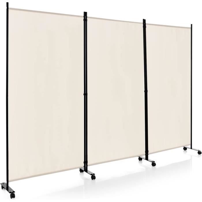 GOPLUS Paravent 3 Panneaux Séparateur de Pièces Cloison de Séparation pour Chambre à Coucher Maison Intérieur, 260 x 183 cm, Beige