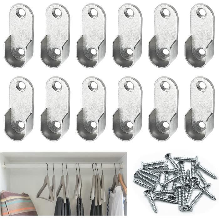 RA08882-Supports Pour Rail Suspendu Supports Ronde Tube De Penderie Alliage De Zinc En Forme U