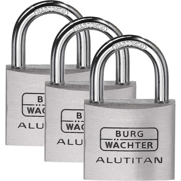 Burg-Wächter Lot De 3 Cadenas TRIO 770 40 SB - Anse 6,5 Mm 4 Clés Incluses