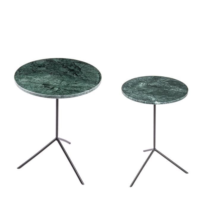 set de 2 tables basses rondes en marbre - table passion - vert - design contemporain