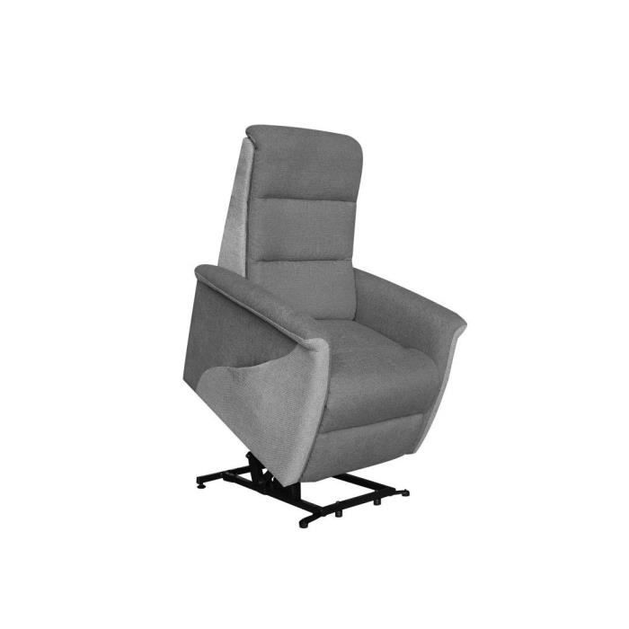 fauteuil relax releveur tissu gris foncé/clair - tousmesmeubles - kenya - avec accoudoirs - pour adulte