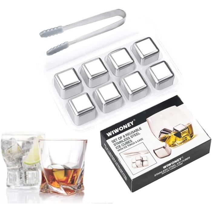 8pcs Glaçons En Acier Inoxydable,Glaçons à Whisky