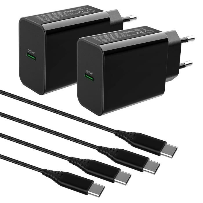 2-Pack Chargeur Rapide 25W Avce Cable Usb C Pour Samsung S24 S23 S22 ...