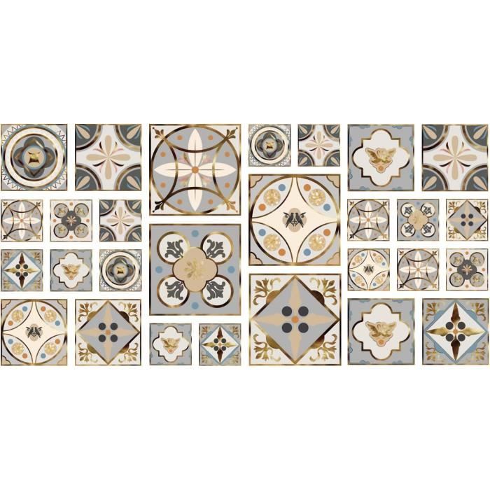 Dossier Adhésif Carrelage Pierre Composite Blanc - 12.4x13in - Lot De 10