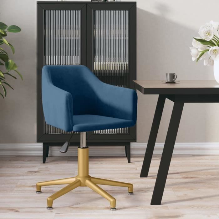 Chaise De Salle à Manger Pivotante 360° Bleue ML DESIGN - Rembourrée, Accoudoirs, Charge 120 Kg, Moderne