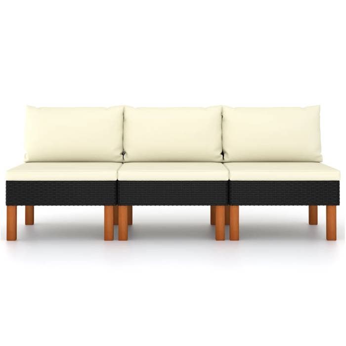 Canapé de Jardin - VIDAXL - 3 Places - Bois dEucalyptus - Résine Tressée - Confort Moelleux