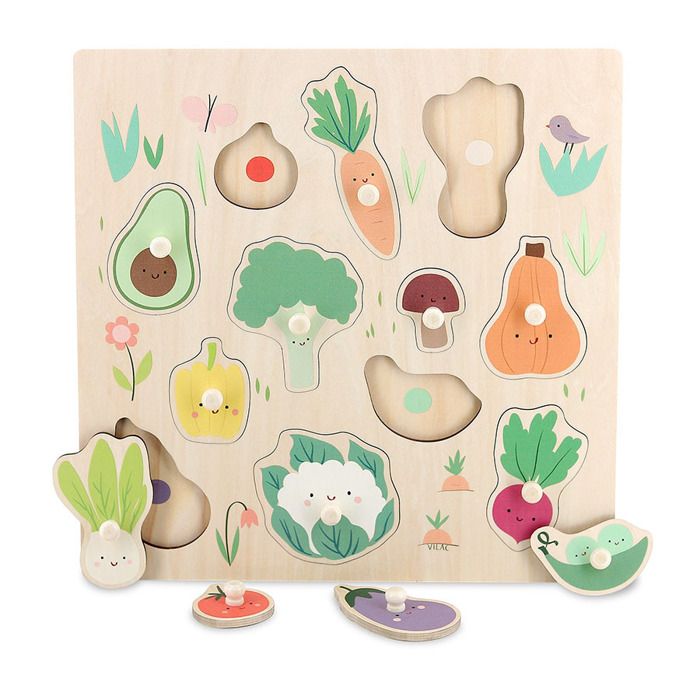 Puzzle en bois - VILAC - Encastrement en bois Légumes du jardin - 12 pièces - 30x30 cm - Mixte Puzzle en bois - VILAC - Encastrement en bois Légumes du jardin - 12 pièces - 30x30 cm - Mixte