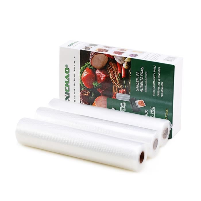 3 Rouleaux Sac Sous Vide Gaufré 28*500CM Sans BPA Stockage Alimentaire Pour  Appareil Mise Sous Vide