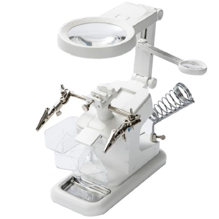 GuDoQi Loupe Troisième Main Avec LED - 3X/4.5X/25X - Pinces Pour Soudure Et Bricolage