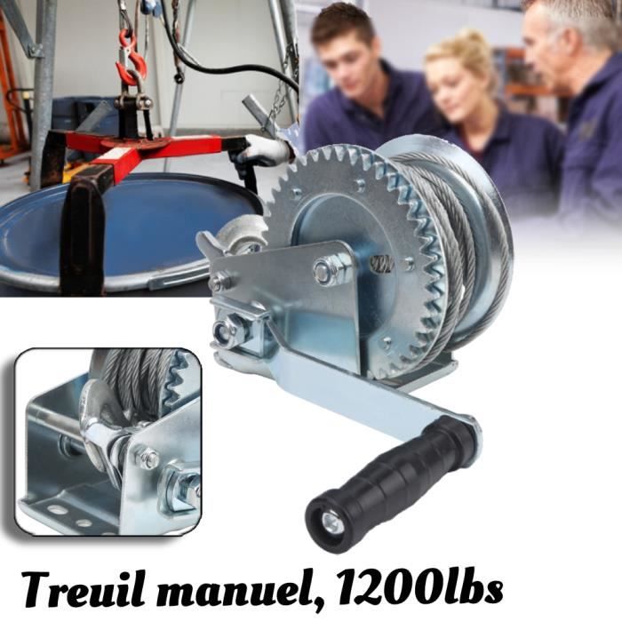 Treuil Manuel 1500 Kg - Câble 10m, Treuil De Récupération Pour Véhicules Tout-Terrain