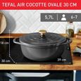 Tefal Air Cocotte ovale 30 x 23 cm, Capacite 5,7 L, Fonte d'aluminium legere, Revetement ceramique sur, Couvercle a condensat-1