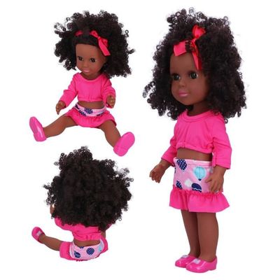 Drfeify Poupée fille noire 14in bébé Reborn poupée africaine fille