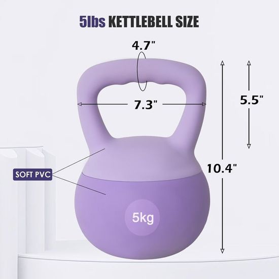 FIZYO Kettlebell Souple 2kg Rose - Poids Musculation Femme Fitness - Rempli Sable De Fer - PVC Antidérapant