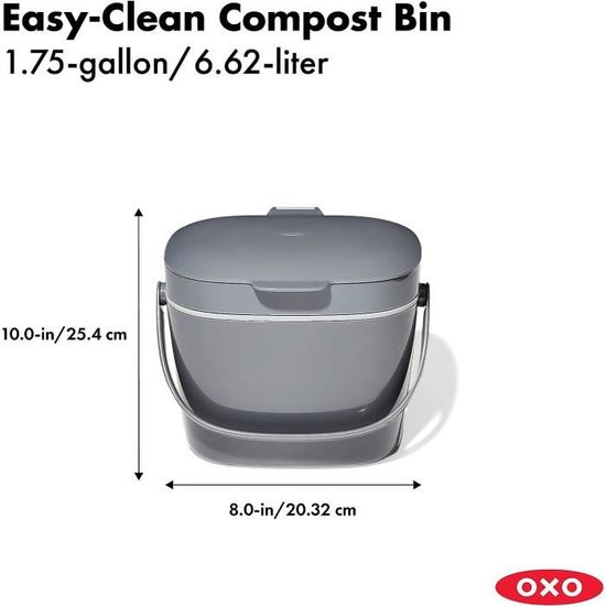 Bac à compost de cuisine gris 2,8 L Gris anthracite - OXO