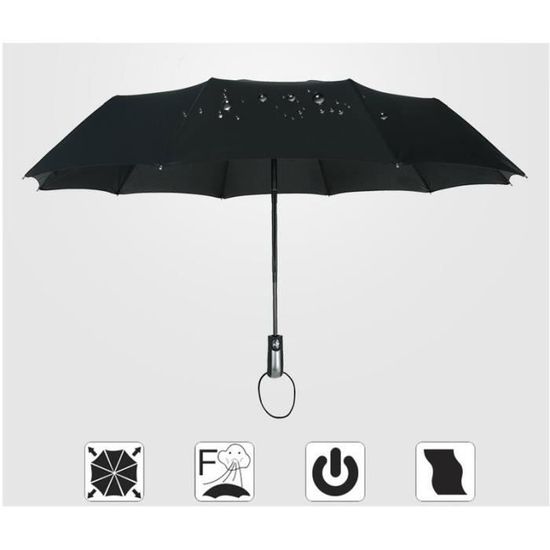 Parapluie Pliable Inversé Automatique - Ouverture/Fermeture 1 Bouton, Bande Réfléchissante, Anti-Vent - Pour Homme/Femme & Voyage