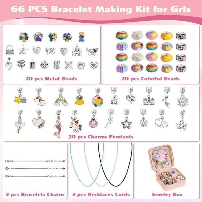 Cadeau Fille 5 6 7 8 9 10 11 12 Ans,Kit de Fabrication de Bracelets pour Filles,Kits de Bijoux