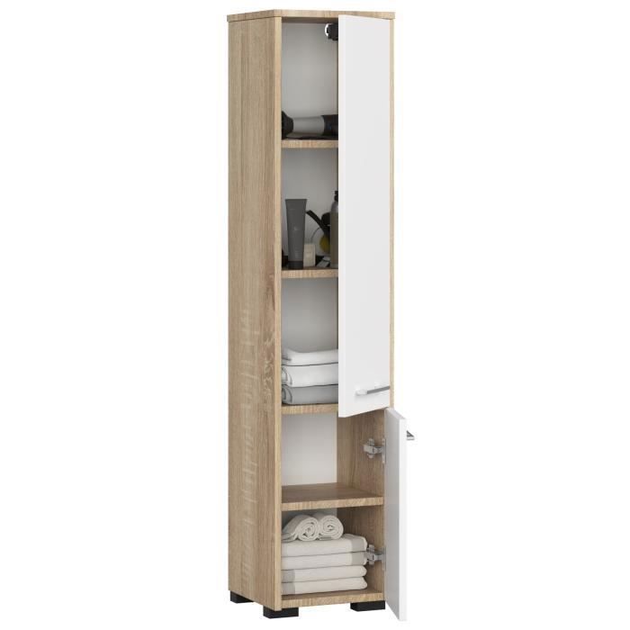 Armoire murale de salle de bain en bois d'acacia Petter