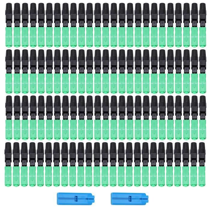 Connecteurs Fibre Optique SC Rapide - Lot De 100 Pièces, Bleu/noir, Réutilisables - Pour FTTH, Réseaux Locaux