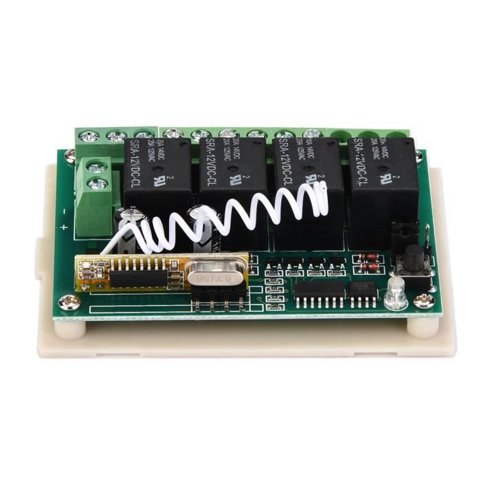 Télécommande Sans Fil 12V 4 Canaux - Émetteur Récepteur Interrupteur Pour Porte Garage, Fenêtre, Moteur