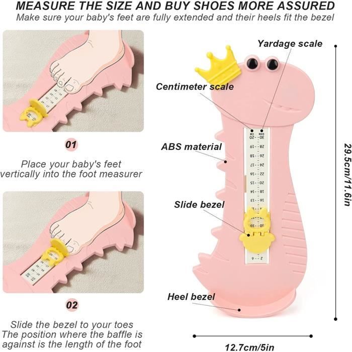 KXUSW Mesure Pied Enfant-Pedimetre Enfant-Pedimetre Bebe-Double Echelle Mesure  Pied Bebe-Convient Aux Enfants Âgés De 0 à 16 Ans（6-23cm） : : Mode