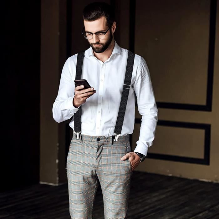 Bretelles Homme Vintage Larges 4cm - Réglables, Design En X, Clips Métal Robuste - Élégance Rétro Et Confort Au Quotidien - 7