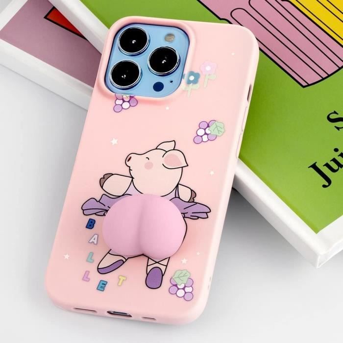 Coque Pour Apple Iphone 13 Mini Rose Silicone Souple Avec Mignon Motif ...