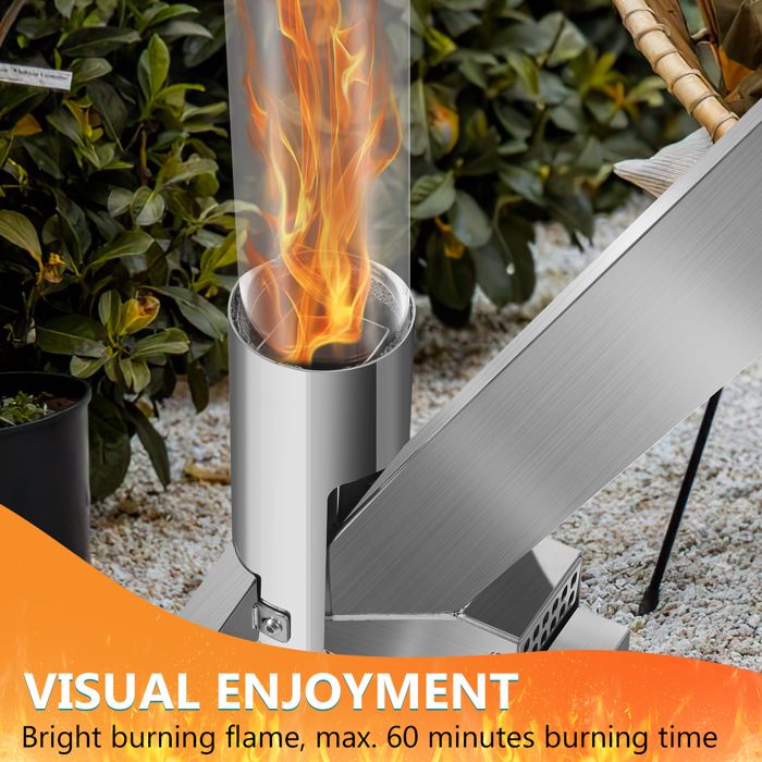 Cheminée Extérieur Onlyfire à Pellets - Avec Tube En Verre, Brûle 2 Heures, 2.8kg De Capacité
