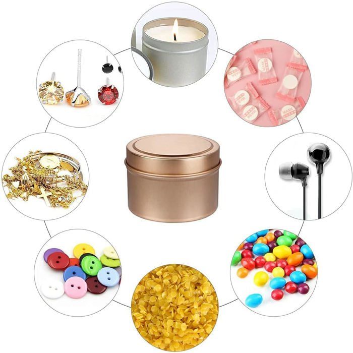 Lot de 12 Contenants de Bougie, Pot a Bougie Vide Metal avec Couvercle Boîtes à Bougies, Fournitures de Fabrication de Bougies de Bricolage Rangement pour Thé, Bonbons, Bougie (Rose), Rosé