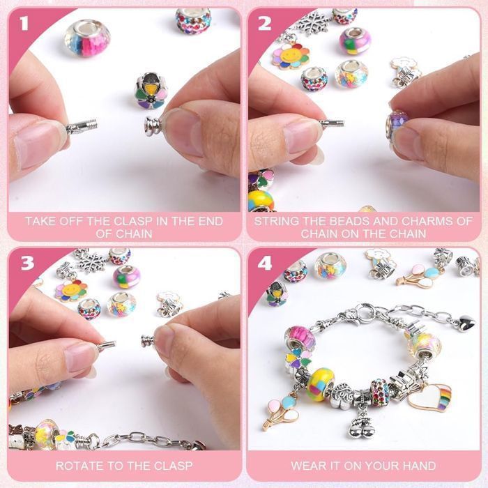 Cadeau Fille 6-12 Ans Enfant, Charms Bracelet Kit Fabrication, Kit de Fabrication de Bijoux pour Cadeau Fille 6-12 Ans Enfant, Charms Bracelet Kit Fabrication, Kit de Fabrication de Bijoux pour