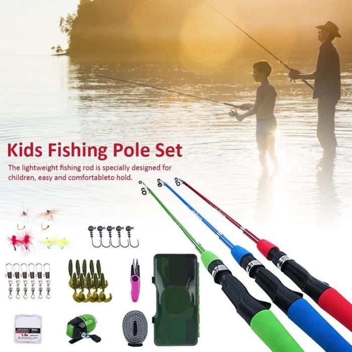 Canne à pêche pour enfants, Kit de canne à pêche Portable pour débutants,  avec moulinet, paquet combiné - AliExpress