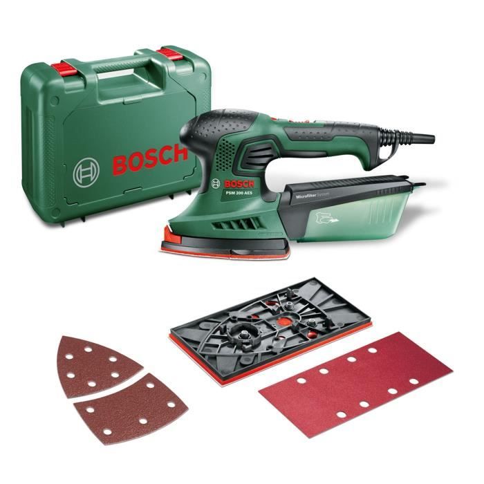 Ponceuse Multi Bosch PSM 200 AES - 200W - Plateau Rectangulaire Et Abrasifs Inclus