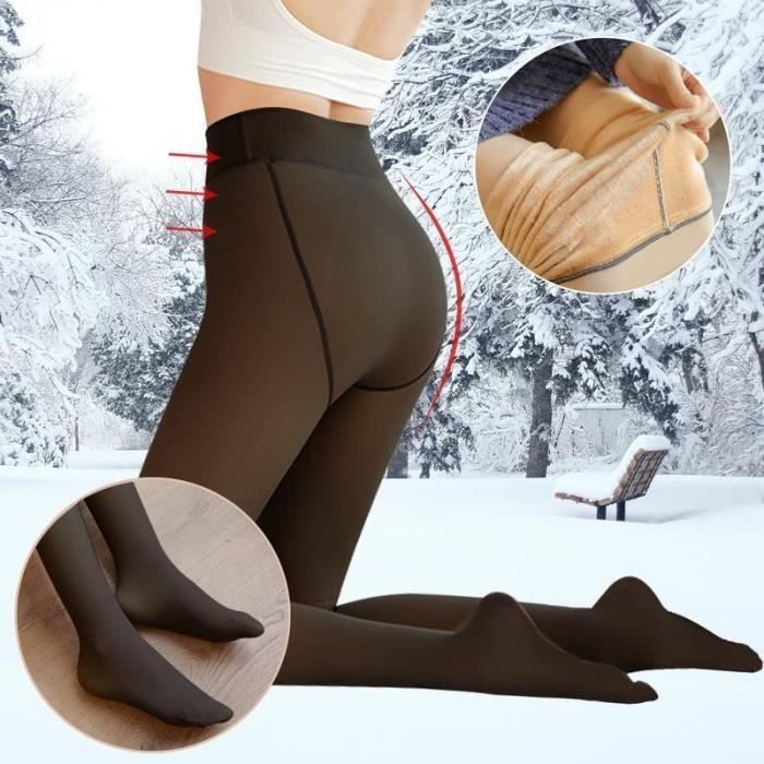 Collant Chaud Femme Hiver Extensibles Translucide Epais Polaire Opaque  Leggings Taille Haute Thermique [300g,Noir Pied Plein] Noir - Cdiscount  Chaussures