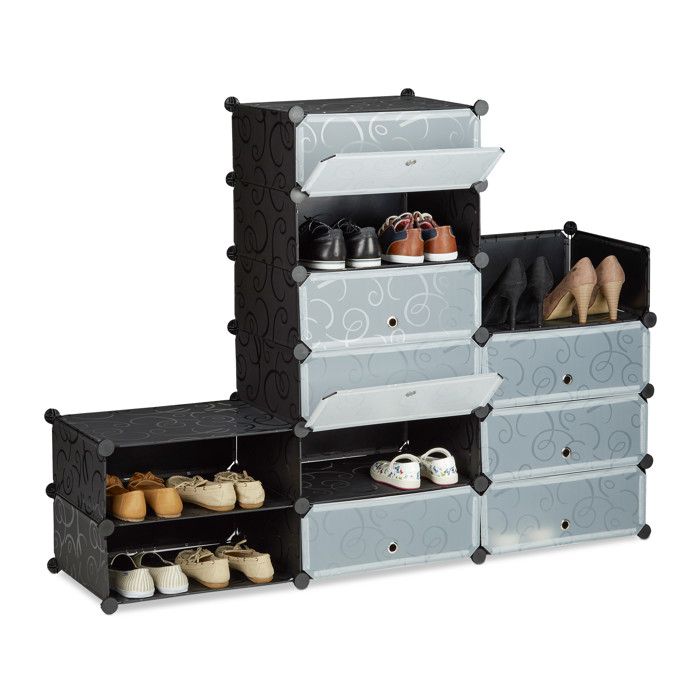 Meuble à Chaussures 8 Niveaux Avec Portes Transparentes – Rangement Fermé, Modulable, Blanc, Pour Entrée Ou Chambre