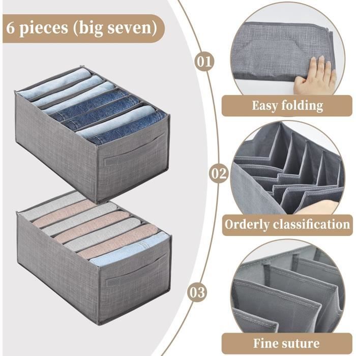 Lot De 8 Boîtes De Rangement Pliables Pour Tiroirs - Organiseur Sous-vêtements, Chaussettes, Vêtements (gris)