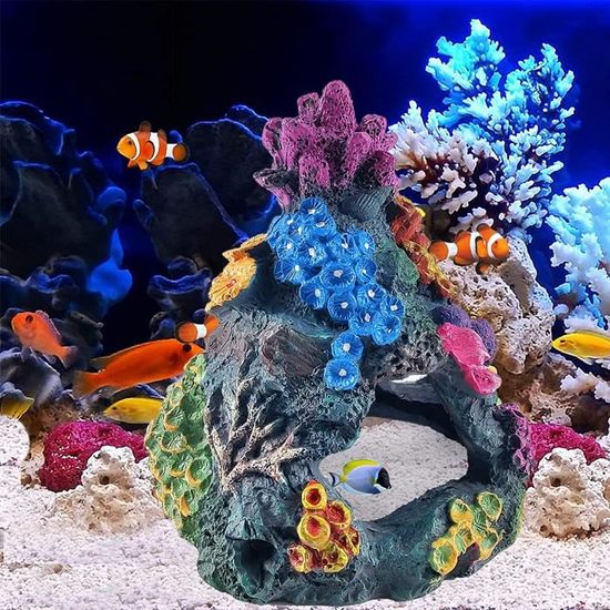 Aquarium Corail Décoration, Récif Artificielle Colorée Décor De Grotte De Corail pour D'aquarium Marin Poisson Se - Cdiscount Animalerie