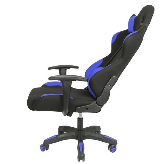 Fauteuil de bureau chaise gamer ergonomique réglable pivotant bleu//noir BUR10400