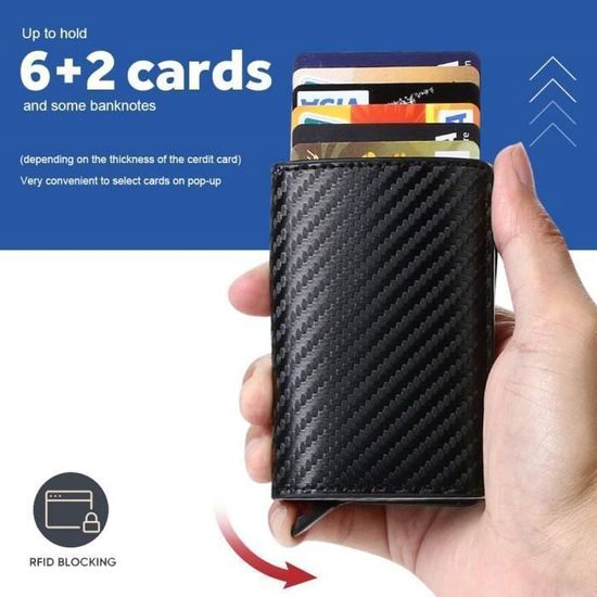 Cuir Véritable Porte-monnaie Homme Carte de Crédit Support RFID Bloquant automatique Pop-up