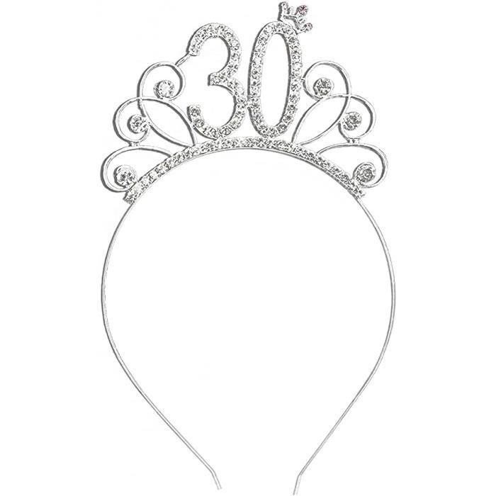 Écharpe Anniversaire Miss 18/20/30/40 Ans + Couronne + Gâteau Topper – Kit Déco Or
